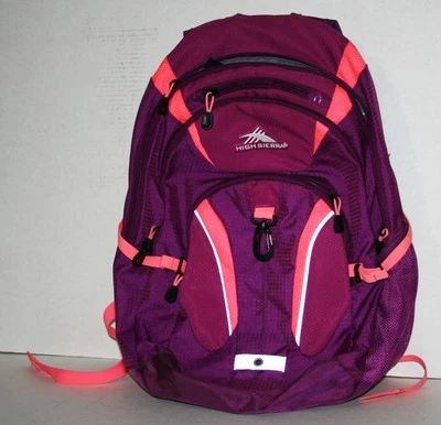 High Sierra Riprap 19 英寸背包紫色带橙色笔记本电脑口袋学生 — 第 1/4 张图片