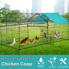 Large Chicken Coop Metal Walk-in Poultry Cage W/ Waterproof Cover For Outdoor