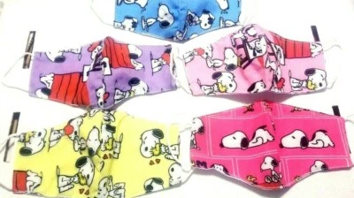 2 x PACK Face Mask lot ADULT teen Snoopy PEANUTS gang Filter pocket  mix fun - Image 1 of 4
