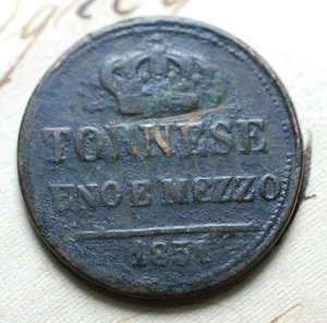 Tornese Uno 1/2 1854 REGNO Delle DUE SICILIE Ferdinando II Uno e Mezzo - Imagen 1 de 2