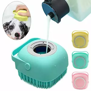 Soft Dog Bath Brush Pet Shampoo Massage Dispenser Grooming Shower Silicone - Picture 1 of 16