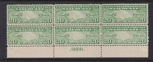 1926 AIRMAIL 20c green Sc C9 MNH nice OG flat plate block of 6 (MD - Picture 1 of 1