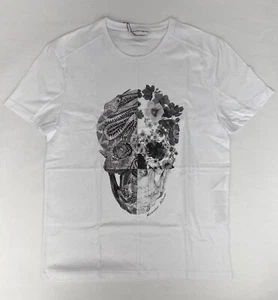 $520 Alexander McQueen Men's White Cotton Skull Patchwork T-Shirt M 550462 0900 - Picture 1 of 5