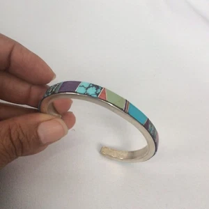 Indianer Zuni K.Y.  Türkis Stachelige Auster Inlay Manschette Armband - Bild 1 von 7