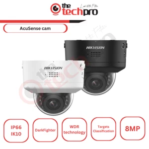 Cámara de red domo varifocal Hikvision 8 MP AcuSense PTRZ - Imagen 1 de 4