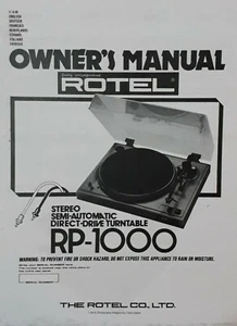Rotel RP-1000 Stereo Semi Automatic Turntable Operating Instruction  USER MANUAL - Picture 1 of 1