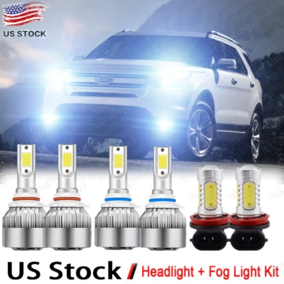 For Ford Explorer 2011 2012 2013 2014 2015 LED Headlight + Fog Light Bulbs Combo Foto 1 de 4