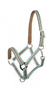 Halfter, Stallhalfter Nylonhalfter, Anbindestrick Pony Vollblut, Warmblut türkis - Bild 1 von 6