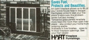 1978 Vintage Print Ad HART Fireplace Furnishings Saves Fuel Protects Beautifies - Picture 1 of 2