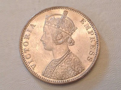 - 1901 B British India Victoria One Silver Rupee  ANACS MS 62 Uncirculated Unc - Image 1 of 4