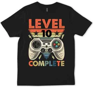 Level 10 Year Old 10th Birthday Gamer Boy Video Game Retro Funny Gift T-Shirt - Picture 1 of 4