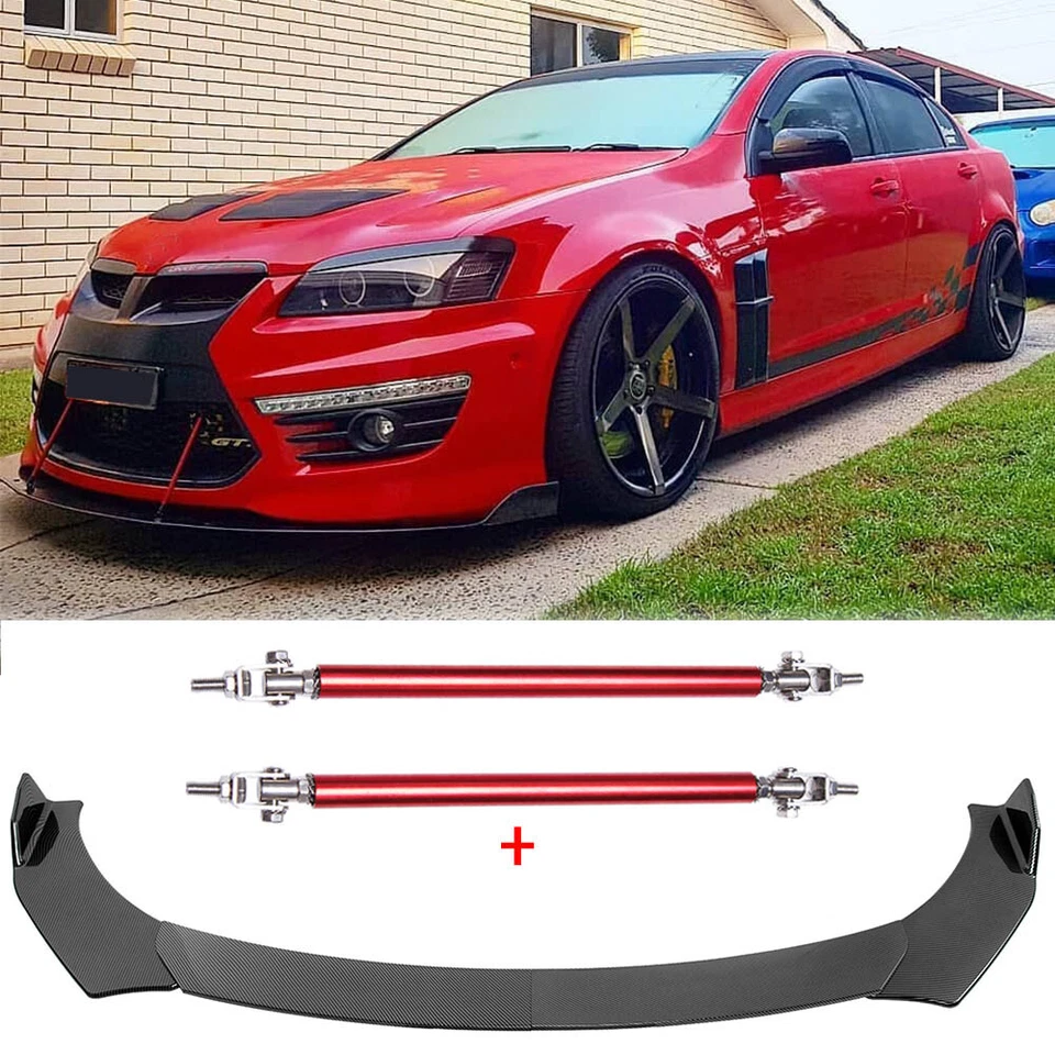 Carbon Fiber Front Bumper Lip Spoiler Splitter + Strut Rods For Holden Statesman - image 1 of 4