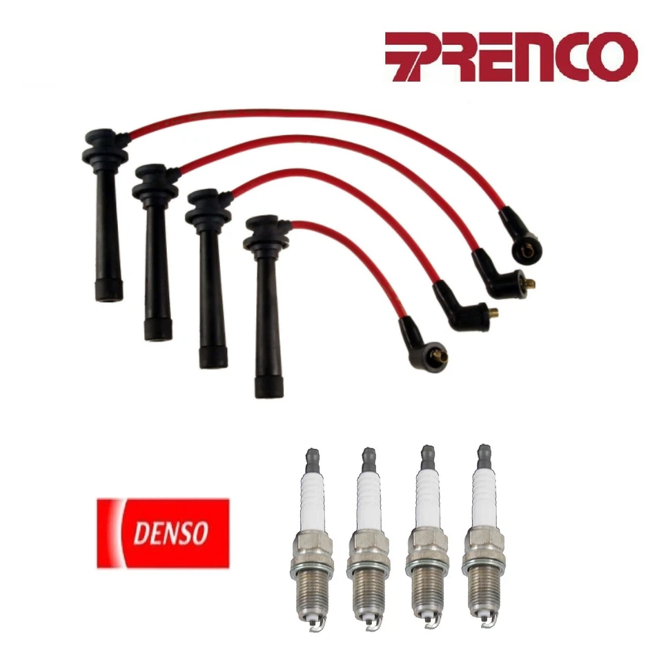 Juego de cables PRENCO + 4 bujías DENSO para Kia Rio 2001-2005 Foto 1 de 1