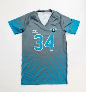 Mizuno Hollowtop Short Sleeve V-Neck Volleyball Game Jersey Women's M Gray - Picture 1 of 2
