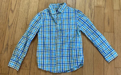J Khaki Shirt Boys Youth M Blue Green White Plaid Long Sleeve Button Box A 5 - Image 1 of 4