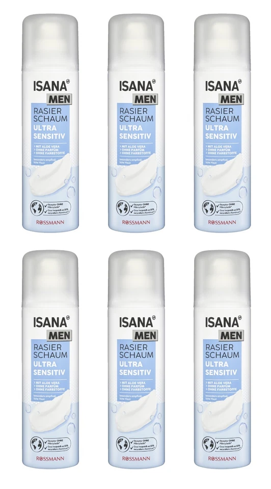 6 x 300ml | ISANA MEN Rasierschaum Ultra Sensitiv