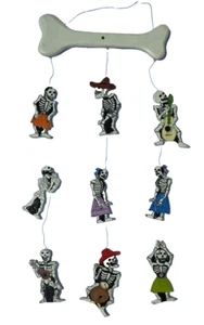 Wooden Skeleton Musicians Hanging Art - Hand Made And Painted-  Ready To Hang!  - Picture 1 of 6