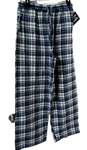 BASIC Men's Medium Blue & White Plaid Woven Pajama Sleepwear Lounge Pants NWT - Picture 1 of 7