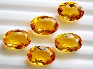 23.00 Cts 05 Pcs Lab /Created Citrine Oval Cut Lot Loose Gemstone 10X14 MM C1385 - Picture 1 of 1