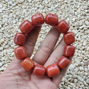 17 MM Genuine Indonesian Red Coral Bracelet 12 Beads #19 - Picture 1 of 5