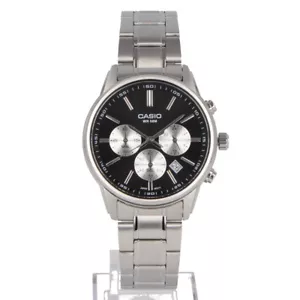 CASIO STANDARD MTP-E515D-1A Analog Quartz Mineral Crystal Black Silver - Picture 1 of 4