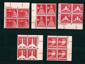US Scott # C64, C72, C77, C78, C-79 / 1962 - 1973 Air Mail Set of 5 Blocks F-VF - Picture 1 of 1