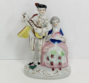 Vtg Porcelain Victorian Figure Couple Occupied Japan Musical Instrument 5.5"Tall - Picture 1 of 9