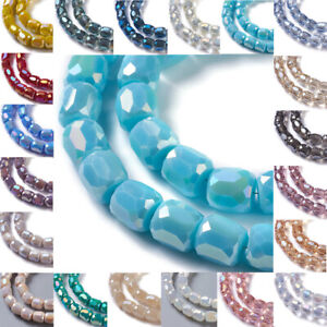 50pcs 10mm Faceted Barrel Electroplate Opaque Glass Beads Crystal Loose Spacer