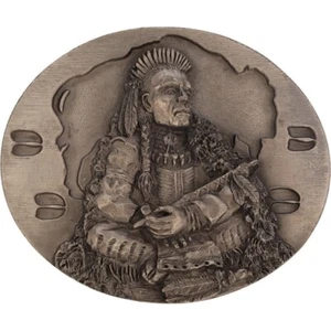 New Native American Southwest Peace Pipe Tribal 1990s Nos Vintage Belt Buckle - Picture 1 of 5
