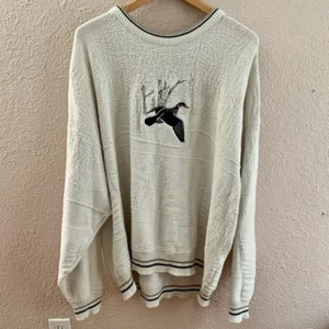 VINTAGE Duck Sweater Men 2XL XXL Fieldmaster Tree design Embroidered Made USA - Picture 1 of 9