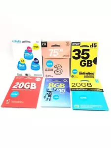 Sim Card Pay As You Go Lyca / Three / O2 / Vodafone / GiffGaff / EE / Lebara - Picture 1 of 37