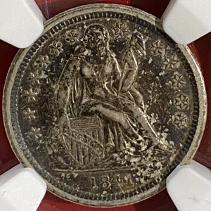 NGC AU-53! 1841 SEATED LIBERTY DIME - Picture 1 of 3