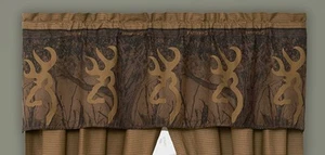 Browning Oak Tree Window Valance 61" x 20" Buckmark Deer Logo Brown Camo Curtain - Picture 1 of 1