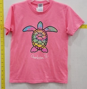 Charleston SC Youth Souvenir 'Turtle' Graphic T-Shirt Pink Size L - Picture 1 of 3