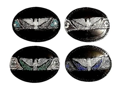 EAGLE Leather BELT BUCKLE Handmade Sm BLACK Western/Biker w/ Hand-painted Colors - Image 1 of 4