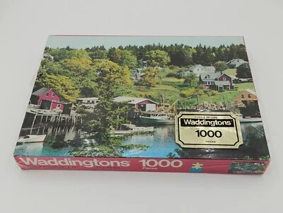 Waddingtons Jigsaw Puzzle VILLAGE DU MAINE 1000 pcs 28" x 19" New 1981 Rare - Image 1 of 4