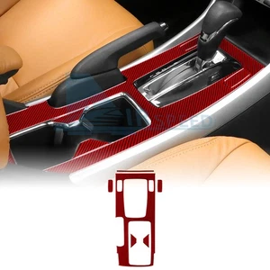 Center Console Gear Panel Frame Stickers For Honda Accord 13-17 Red Carbon Fiber - Picture 1 of 8