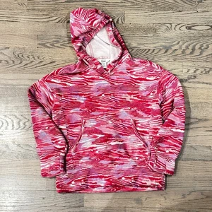 Athleta Girl Hoodie Pullover Pink Patterned Activewear Comfy Size M/8-10 - Picture 1 of 3