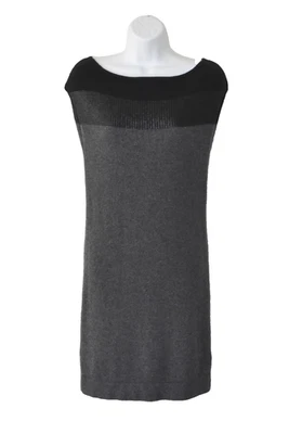 Vestido Suéter B0 Auth THEORY Gris y Negro Lentejuelas Adornado Cachemira Tejido Talla S Foto 1 de 4