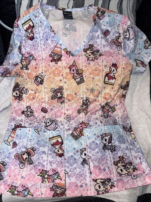 tokidoki by koi Leslie Women's 2-Pocket Print Scrub Top Size Small - Image 1 of 2