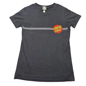 Vintage Santa Cruz Skateboard T Shirt Womens M Black Cotton Short Sleeve Double - Picture 1 of 10