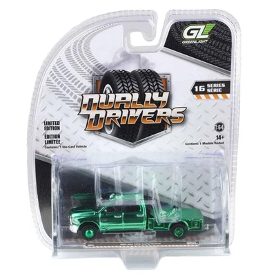 Camion Piattaforma Dually Ram 3500 2018 1/64 Verde, Dually Drivers #16 46160-C - Immagine 1 di 3