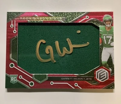 2022 Elements Garrett Wilson Rookie Neon Signs Standard Jersey Auto RC #/35 JETS - Image 1 of 2