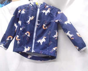 Chaqueta forrada de lana de lluvia Cat and Jack para niñas azul marino con unicornios talla 18 m - Imagen 1 de 4