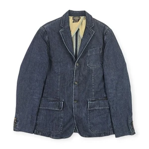 Polo Ralph Lauren Vintage Nadelstreifen Chore Blazer Jacke Blau Herren Große 42 L  - Bild 1 von 9