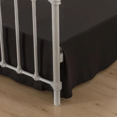 Falda de cama tamaño completo 18 pulgadas esquinas divididas plisada tejido gofre gris Foto 1 de 4