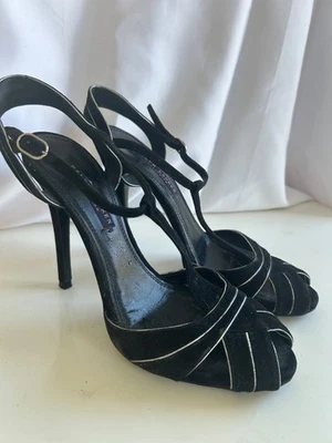 Ralph Lauren Colección Correa Mujer Sandalias VLSCK Gamuza con Ribete Plateado 9.5 Foto 1 de 4