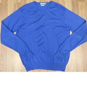 SUÉTER PETER MILLAR CUELLO EN V TEJIDO SEDA/ALGODÓN/CACHEMIRA ACERO AZUL Talla GRANDE, L - Imagen 1 de 3