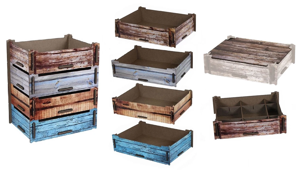 Werkhaus Aufbewahrungsbox groß Holzoptik Holzkiste stapelbar Deckel Unterteiler