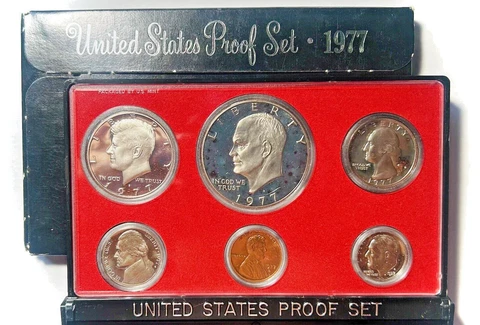 1977-S US Mint 6 Proof Coin Set Original OGP Cover